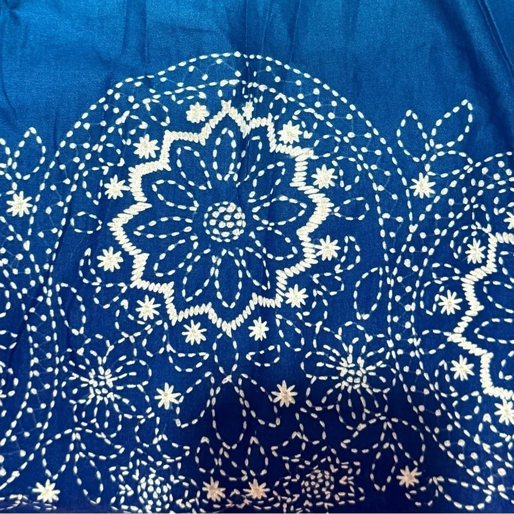 Jones New York Skirt Floral Print A Line Skirt Coastal Boho Ombré Blue Size 4